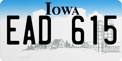 IA license plate EAD615