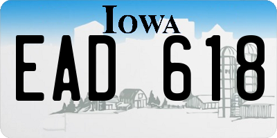 IA license plate EAD618