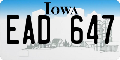 IA license plate EAD647