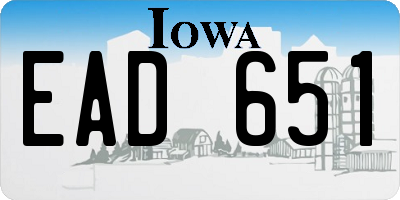 IA license plate EAD651