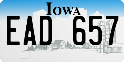 IA license plate EAD657