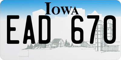 IA license plate EAD670