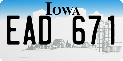 IA license plate EAD671