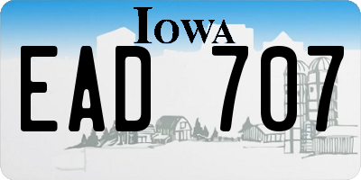 IA license plate EAD707