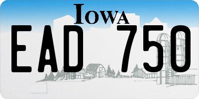 IA license plate EAD750