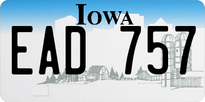 IA license plate EAD757