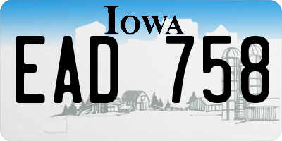 IA license plate EAD758