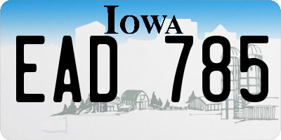 IA license plate EAD785