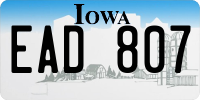 IA license plate EAD807