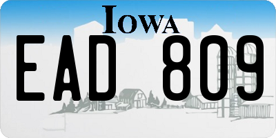 IA license plate EAD809