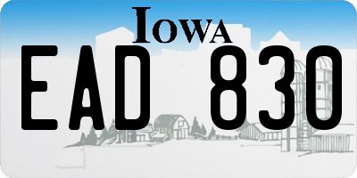 IA license plate EAD830