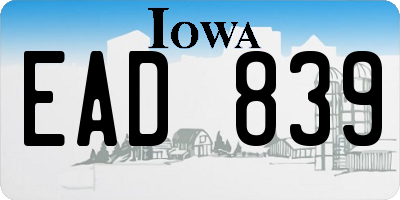 IA license plate EAD839