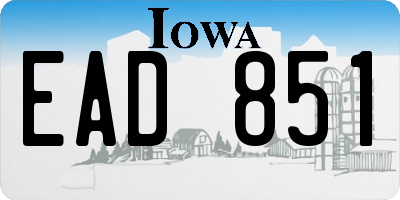 IA license plate EAD851