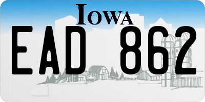 IA license plate EAD862