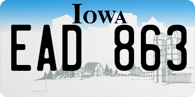 IA license plate EAD863