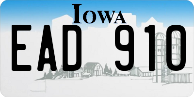 IA license plate EAD910