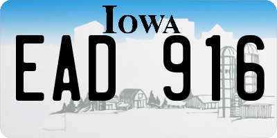 IA license plate EAD916