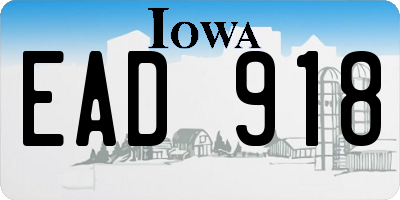 IA license plate EAD918