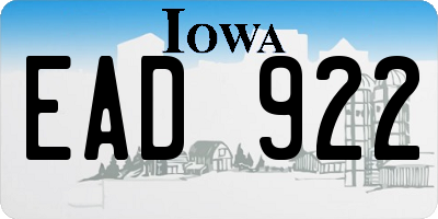 IA license plate EAD922