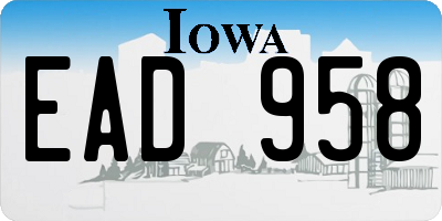 IA license plate EAD958