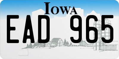 IA license plate EAD965