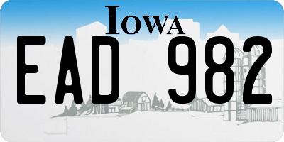 IA license plate EAD982