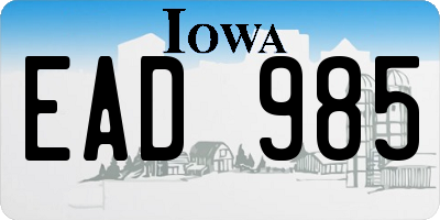 IA license plate EAD985