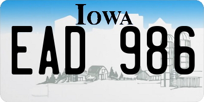 IA license plate EAD986