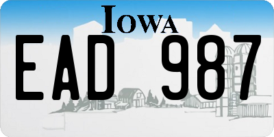 IA license plate EAD987