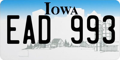 IA license plate EAD993