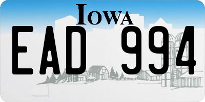 IA license plate EAD994