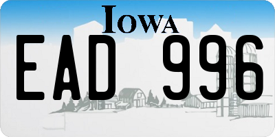 IA license plate EAD996