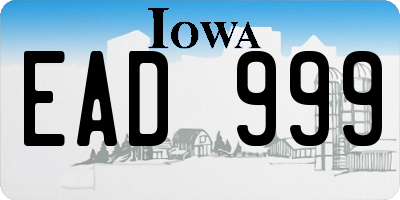 IA license plate EAD999