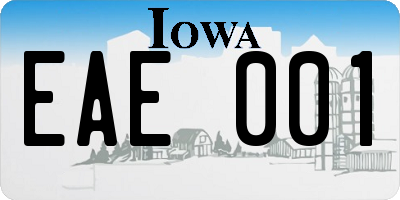 IA license plate EAE001