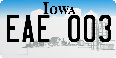 IA license plate EAE003