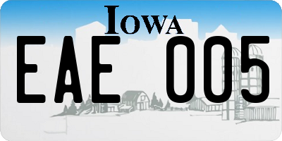 IA license plate EAE005