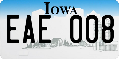 IA license plate EAE008