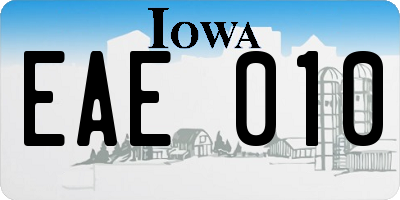 IA license plate EAE010