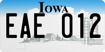 IA license plate EAE012