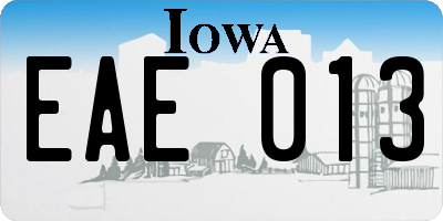 IA license plate EAE013