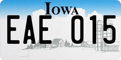 IA license plate EAE015