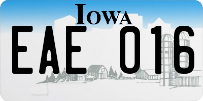 IA license plate EAE016