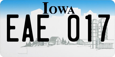 IA license plate EAE017