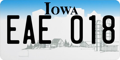 IA license plate EAE018