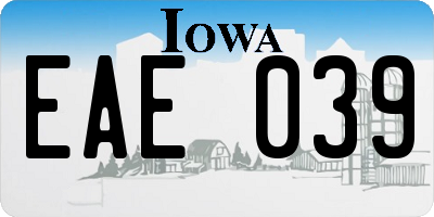 IA license plate EAE039