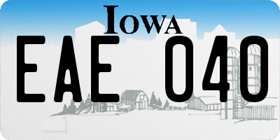 IA license plate EAE040