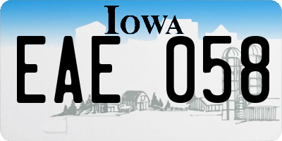 IA license plate EAE058