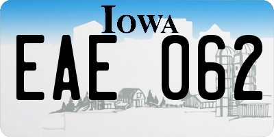 IA license plate EAE062