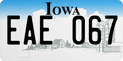 IA license plate EAE067