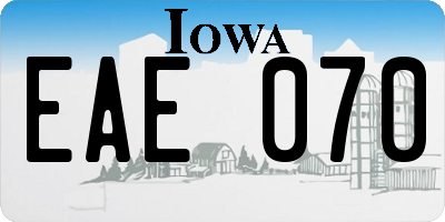 IA license plate EAE070